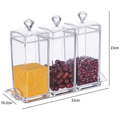 China Sustainable 5821S3 2700ML 3pcs: New Product Trending Acrylic Kitchen Storage Bottles Snack Kitchen Storage Jars And Lids for sale