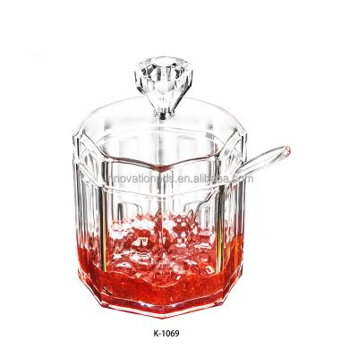 China Viable Wholesale Clear Transparent K-1069 Condiments Bottle Moisture Proof Spice and Honey Jars Acrylic Seasoning Pot for sale