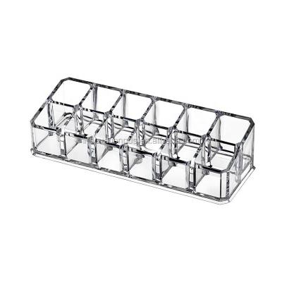 China Wholesale 12 Holes Viable Plastic Lipstick Display Rack Products Storage Box Acrylic Plastic Tabletop Cosmetic Holder for sale