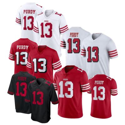 China Breathable Men's 13 # Brock Purdy San Francisco Football Jerseys Stitched American Football Game Limited Jersey - Black Alternate Scarle for sale