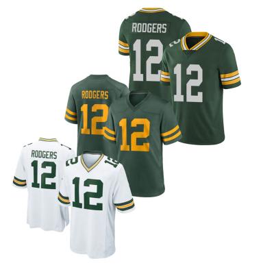 China Breathable Best Quality Wholesale Green Bay Stitched Cheap12#Aaron Rodgers#American Football Jersey Embroidery Stitched Football Jersey for sale