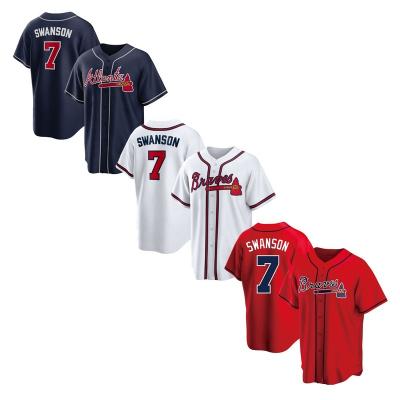 China Breathable Wholesale Atlanta Baseball Jerseys 2023 City  7 Swanson High Quality Embroidery Stitched-Red White Navy for sale