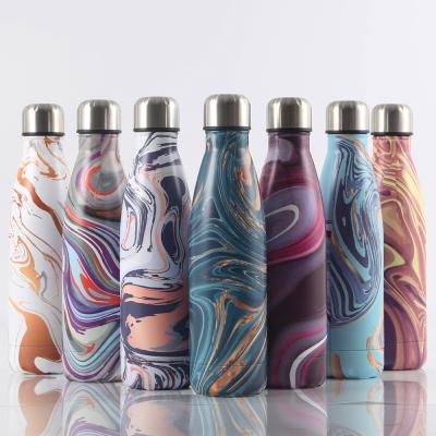 China Sustainable New Model Coated Colors Double Wall Stainless Steel Vacuum Clad Cola Bowling Water Bottle for sale