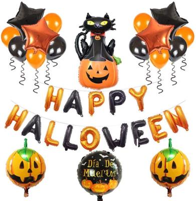 China Halloween Aluminum Letter Black Cat Pumpkin Advertising Toy Halloween Balloon Decorative Foil Balloon Sets for sale