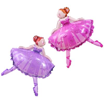 China Advertising toy 88*72cm cartoon princesses balloons ballet girl foil dancing balloon for birthday party supplies for sale