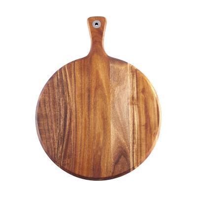 China Universal Sustainable Thick Wooden Round Natural Acacia Edge Tray Serving Chopper for sale