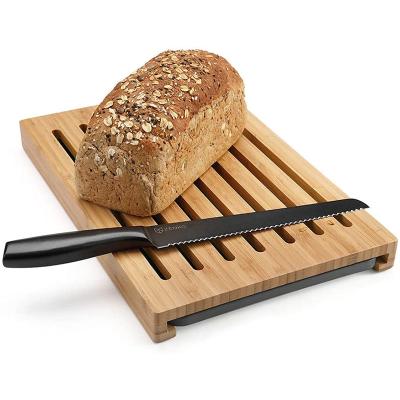 China Sustainable Wholesale Useful Thawing Cutting Board With Drip Tray, Bread Cutting Board With Removable Crumb Tray for sale