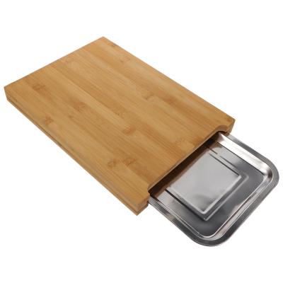 China Sustainable Wholesale Vegetable Cutting Board Detachable Bamboo Chopper With Drawer for sale