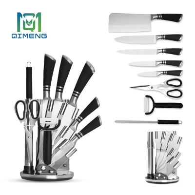 China Sustainable Short Deliver Time 9 Pcs Stainless Steel Kitchen Knife Set Online Knife Block Set for sale