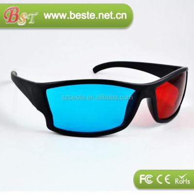 China Computer Game 3D BIG Frame Plastic Anaglyph 3d Glasses , Blue Movie Video With 3d Glasses for sale