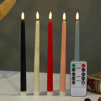 China 3d wick; remote control & timer functions 24 Packs Fake Flameless Flickering 3D Wick LED Taper Candles Battery Operated 11 Inch Long Candlesticks for Table Decoration for sale