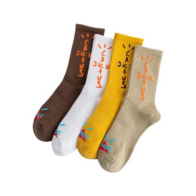 China Free Sample Jacquard Casual Fashion Hip Hop Socks Women Breathable Popular Crew Socks for sale