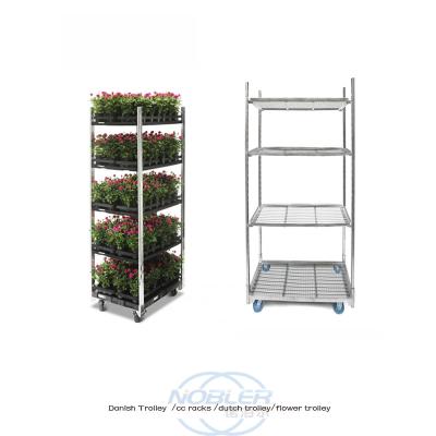 China Durable Factory  Danish trolley Flower  trolley Flower  display cart Plant Rack Cart With 4 Wheels suitable for horticulture for sale