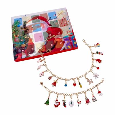 China DIY Accessories Christmas Countdown Calendar DIY Jewelry Advent Calendar Set Bracelet Accessory Set Wonderful Christmas Gift For Kids for sale