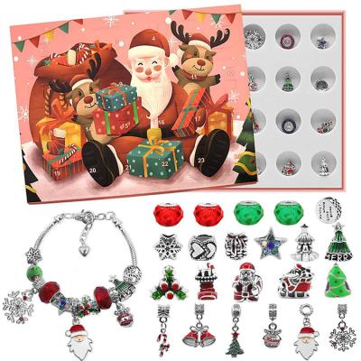 China DIY Accessories Christmas Countdown Calendar DIY Jewelry Advent Calendar Set Bracelet Accessory Set Wonderful Christmas Gift For Kids for sale