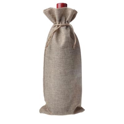 China Eco - Friendly In Stock Wholesale Multi Colors Drawstring Jute Lined Wine Bottle Bags for sale