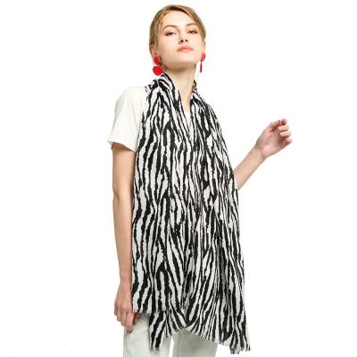 China Cotton Fashion Scarves For Women Large Zebra Print Cotton Head Scarf Female 90cmx180cm Square Shawl Hijab Scarves For Ladie for sale