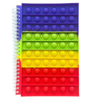 China Relieve Stress Silicone Wholesale Doll Cover Kids School Stress Reliever Bubble Pusher Colorful Sensory Notebook for sale