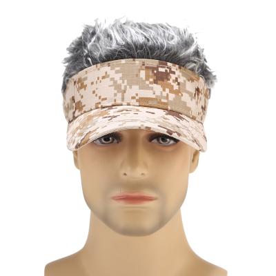 China Women Men Camouflage Casual Sunshade Adjustable Sunshade Baseball Cap With Bristle Wig Pointed Baseball Hat With Pointed Wigs for sale