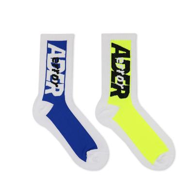 China High Quality Breathable Socks Men's ADER Letter Printed Sports Cotton Tube Men And Women Street Fashion Design Harajuku Medium Socks for sale