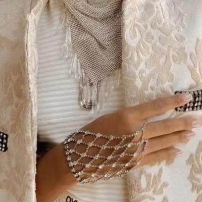 China New FASHION Ring One Chain Wedding Accessories Rhinestone Claw Chain Bracelet Ladies Mesh Hand Back Chain Anklet for sale