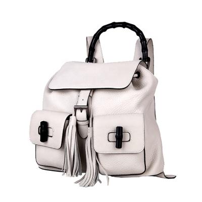 China Custom Made Good Quality Outdoor Grain Fashion White Leather Female Backpack Waterproof Full Leisure for sale