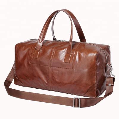 China Fashion Custom Made High Quality Men Genuine Leather Duffel Bag Large Capacity Business Outdoor Men Leather Travel Bag for sale