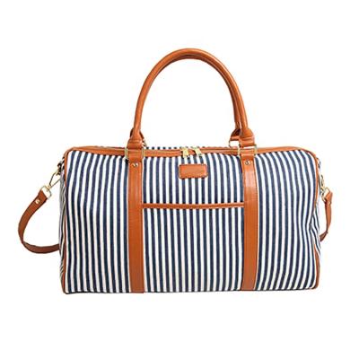 China Fashion Waterproof Women's Stripe Custom Travel High Quality Durable Large Sports Canvas Duffel Bag for sale