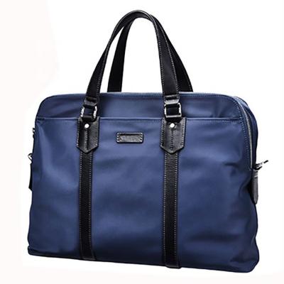 China Private label custom high quality leather strap business men's portable waterproof nylon briefcase for sale