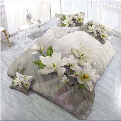 China Disposable Oman Textile 3d Flower Printed Polyester 4pcs Bed Sheet Duvet Cover Bedding Set for sale