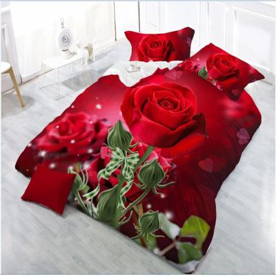 China Disposable made in china hot sale flower printed 3d 5d bedding sheet bedspread set for sale