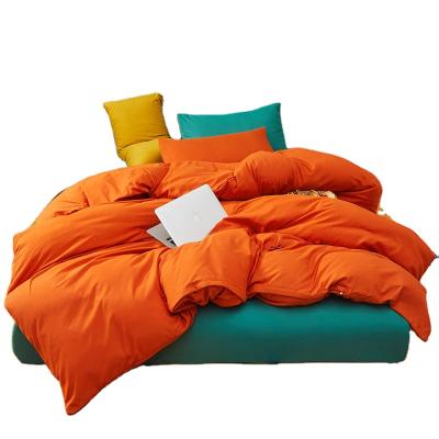 China Anti-Pull Cloth Peach Fabric Contrast Color Bedroom Sabanass Micro Cotton Bed Sheets And Pillow Cover Set for sale