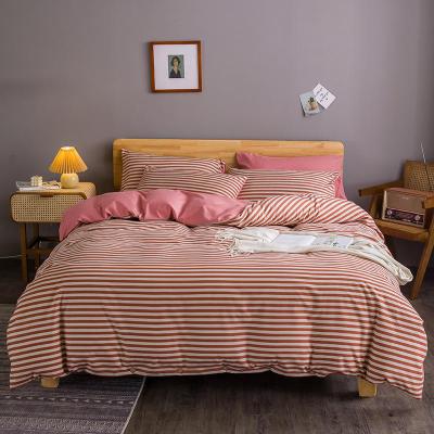 China Anti-pull stripes style Japanese simple super quality 105gsm cotton bedlinen printed bedding set for sale