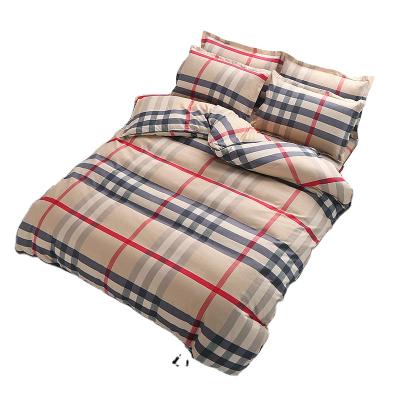 China Nondisposable Modern Grid Printed Bedding Set 100% Polyester Microfiber Printed Hotel Duvet Cover Set Comforter Set for sale