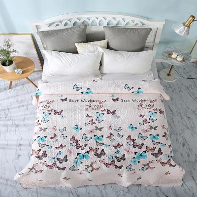 China Simple Luxury Soft Design Microfiber Polyester Summer Comforter Bedspread Butterfly Printed Set for sale