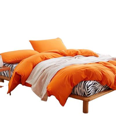 China Disposable Microfiber Solid Color Bed Sheet Sets Polyester Bedding Sets , Bed Sheet Set In Solid Orange Color for sale