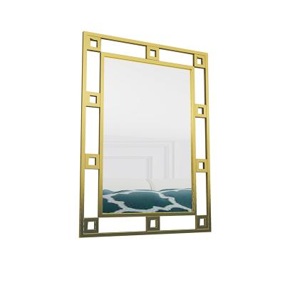 China Industrail modern simple antique gold iron frame wall makeup decorative mirror for home decor for sale