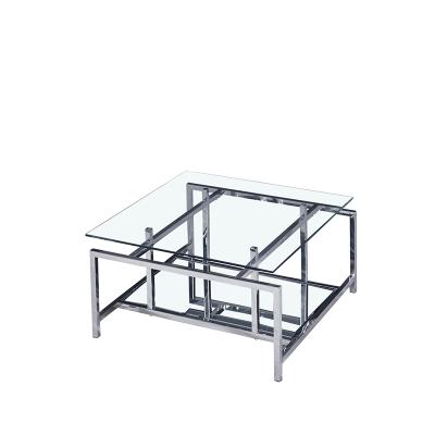 China Modern Glass Coffee Table Modern Coffee Table Side Tea Table With Shelf Bottom Living Room for sale