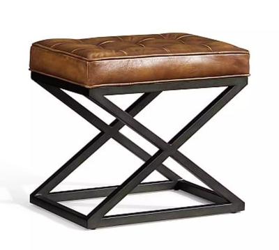 China Factory Wholesale Modern Style PU Stool Bench Household Storage Folding Leather Stool for sale