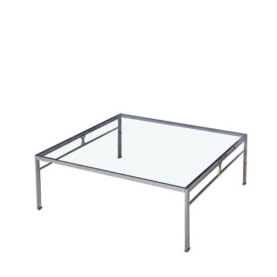 China Modern Warm Light Style Living Room Furniture Glass Tea Table Luxury Metal Glass Top Side Single Coffee Table for sale