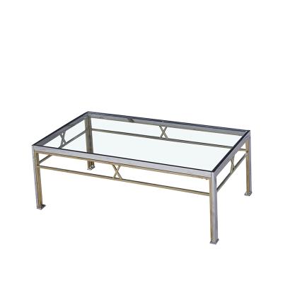 China 2022 Modern Living Room Coffee Table With Fancy Tempered Industrial Modern Stainless Steel Glass for sale