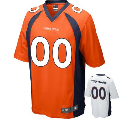 China Antibacterial Cheap Twill Stitching Denver Football Custom Jerseys White Orange For Men Women Kid for sale