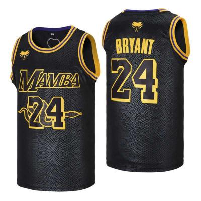 China Antibacterial Drop Shipping Stitched On Name Number MAMBA 24 Bryant Black Basketball Jerseys For Men for sale