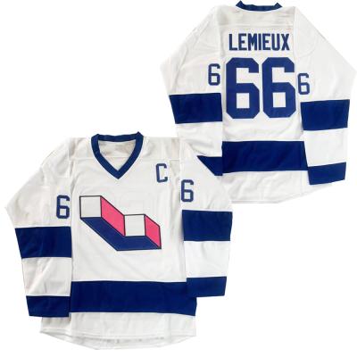 China Shirts & from above & Jerseys Drop Ship Sewn On Number Name LEMIEUX #66 Hockey Jersey For Men for sale