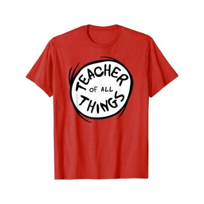 China Anti-Wrinkle Fashion Unisex Teacher Of All Things Symbol Printed RED T-Shirt for sale