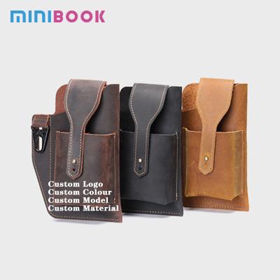 China Vintage Minibook Men Waist Bags Tool Bag Male Genuine Leather Fanny Pack Leather Thigh Bag Leg Phone Money Belt for sale