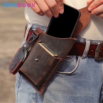 China Crazy Skin Men's Vintage Minibook Horse Mobile Phone Wallet,Waist Bag For Men Custom,Running Belt Pussy Pack Waist Bag For Women Men for sale