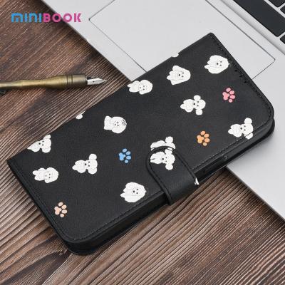 China Customized Waterproof Luxury Shockproof Minibook Logo Print Pattern Leather Phone Case For Iphone 14 With Card Slot for sale