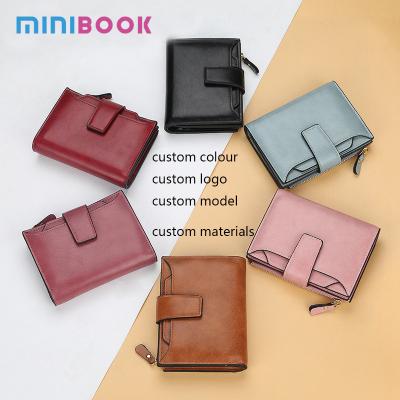 China Custom Vintage Minibook Leather Wallet, Multifunctional Clamshell Leather Wallet, Short PU Leather Button Wallet for Men Card Purse Women for sale