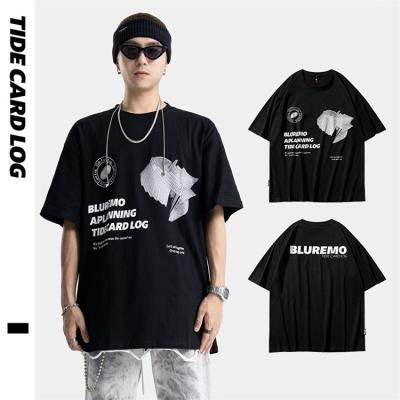 China Anti-wrinkle Summer New Shirt Black Print Your Own Loose Couple T-Shirt Digital Printing Design Top Wear Best Tee Shirts For Men Women for sale